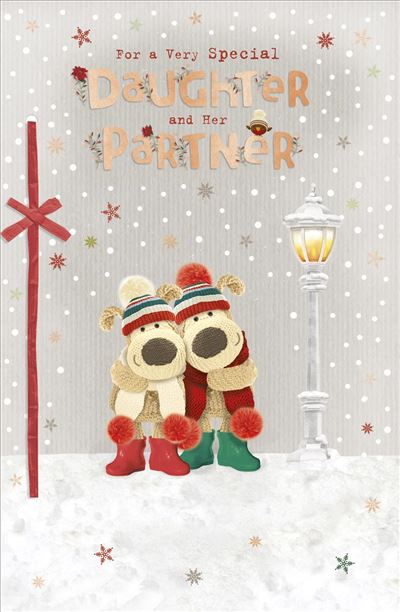 Daughter and Her Partner Boofles Stood Next to a Lamp Post Christmas Card