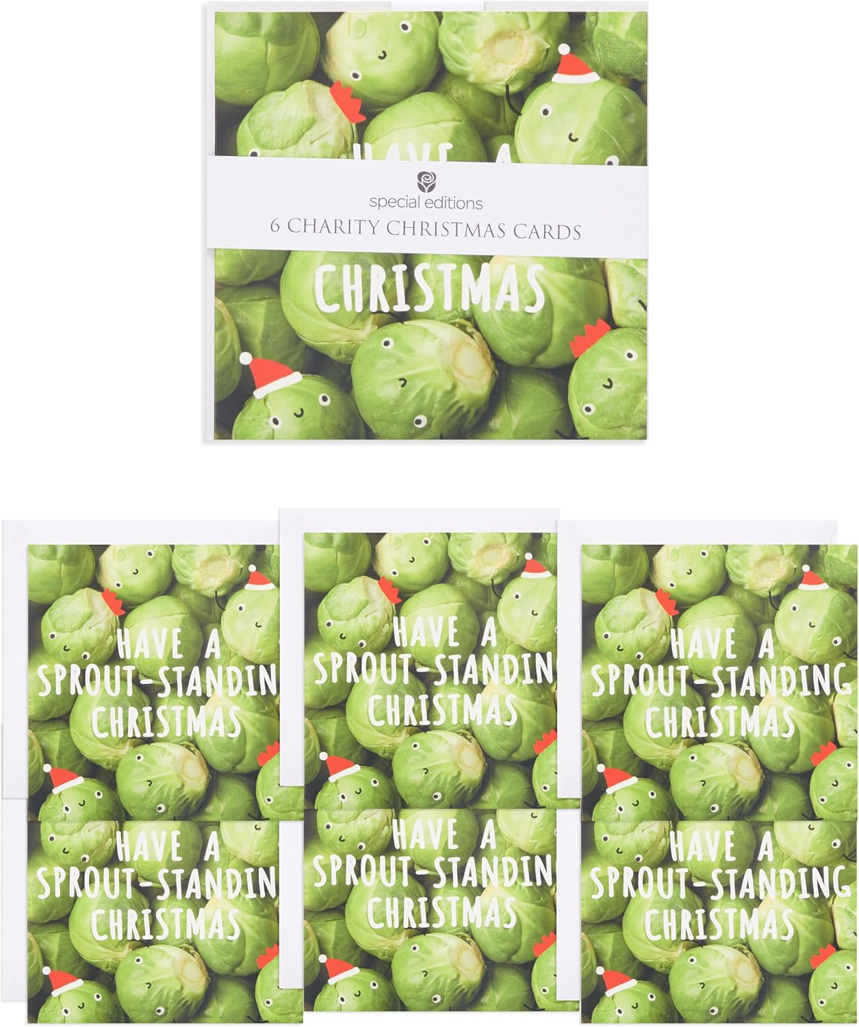 Multipack of 6 Smiley Sprouts Design Charity Christmas Cards