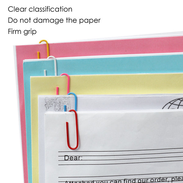 Bulk Pack of 1000 Assorted Coloured 33mm Paper Clips