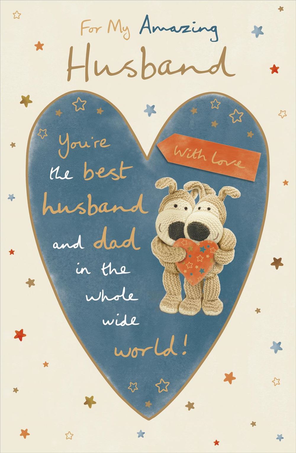 Boofle Couple Holding a Heart Husband Father's Day Card