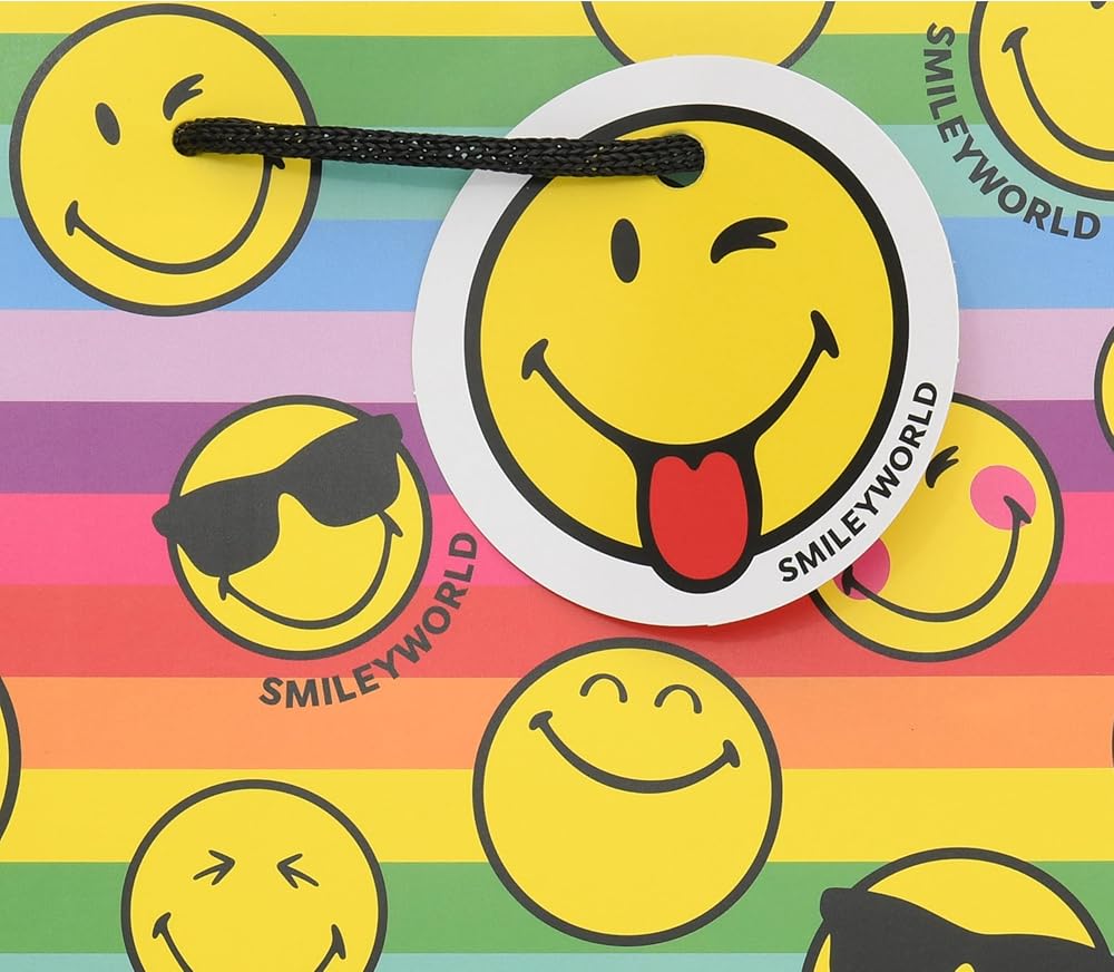 Smiley Design Large Portrait Gift Bag for Birthdays, Thank You Any Occasion