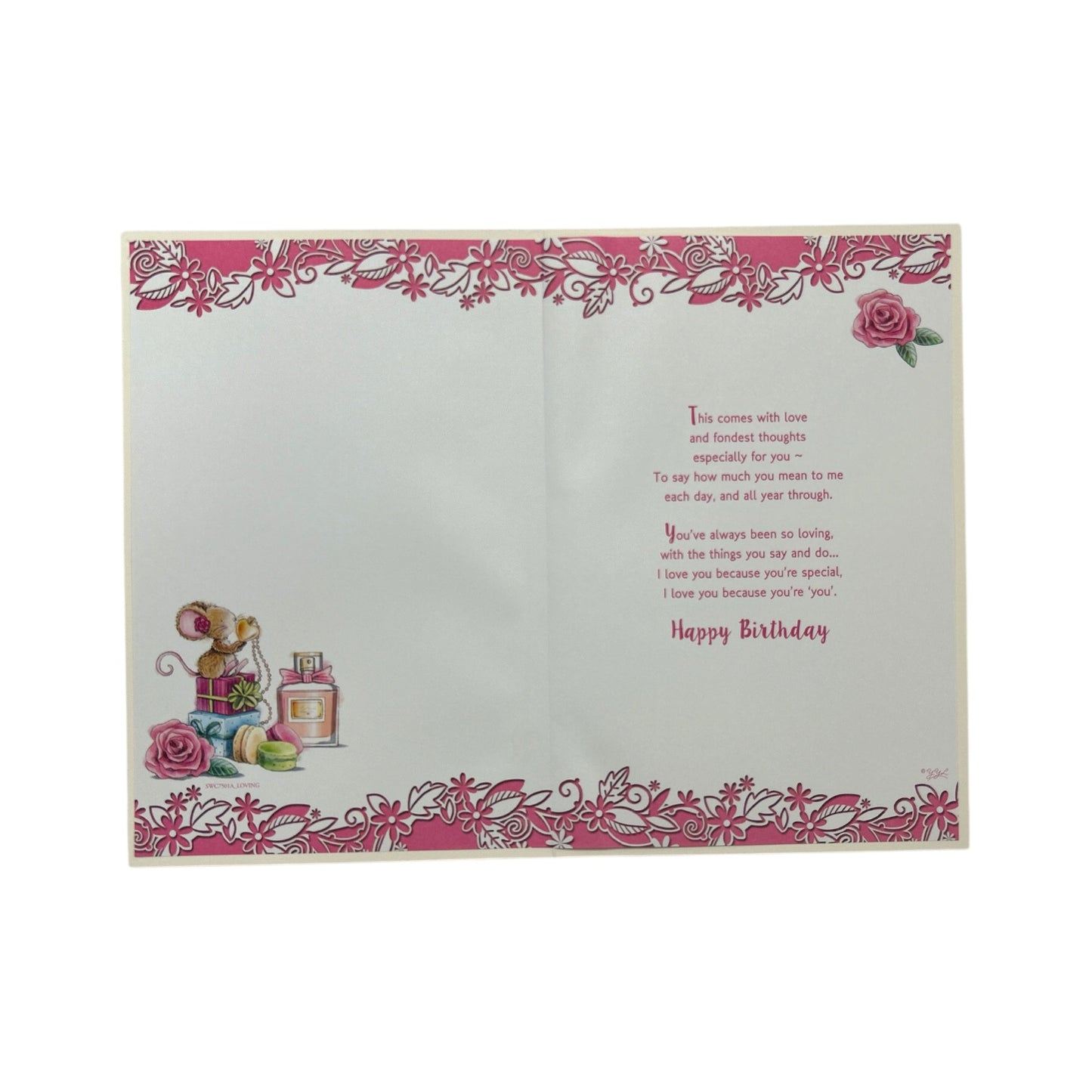 One I Love Female Mice And Perfume Design Birthday Card