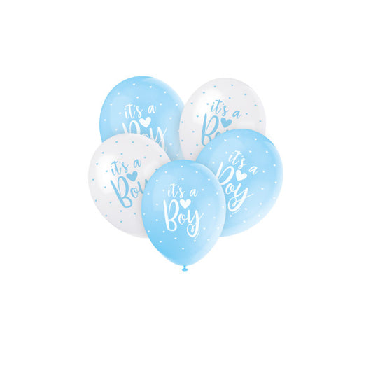 Pack of 5 Blue "It's a Boy" 12" Latex Balloons