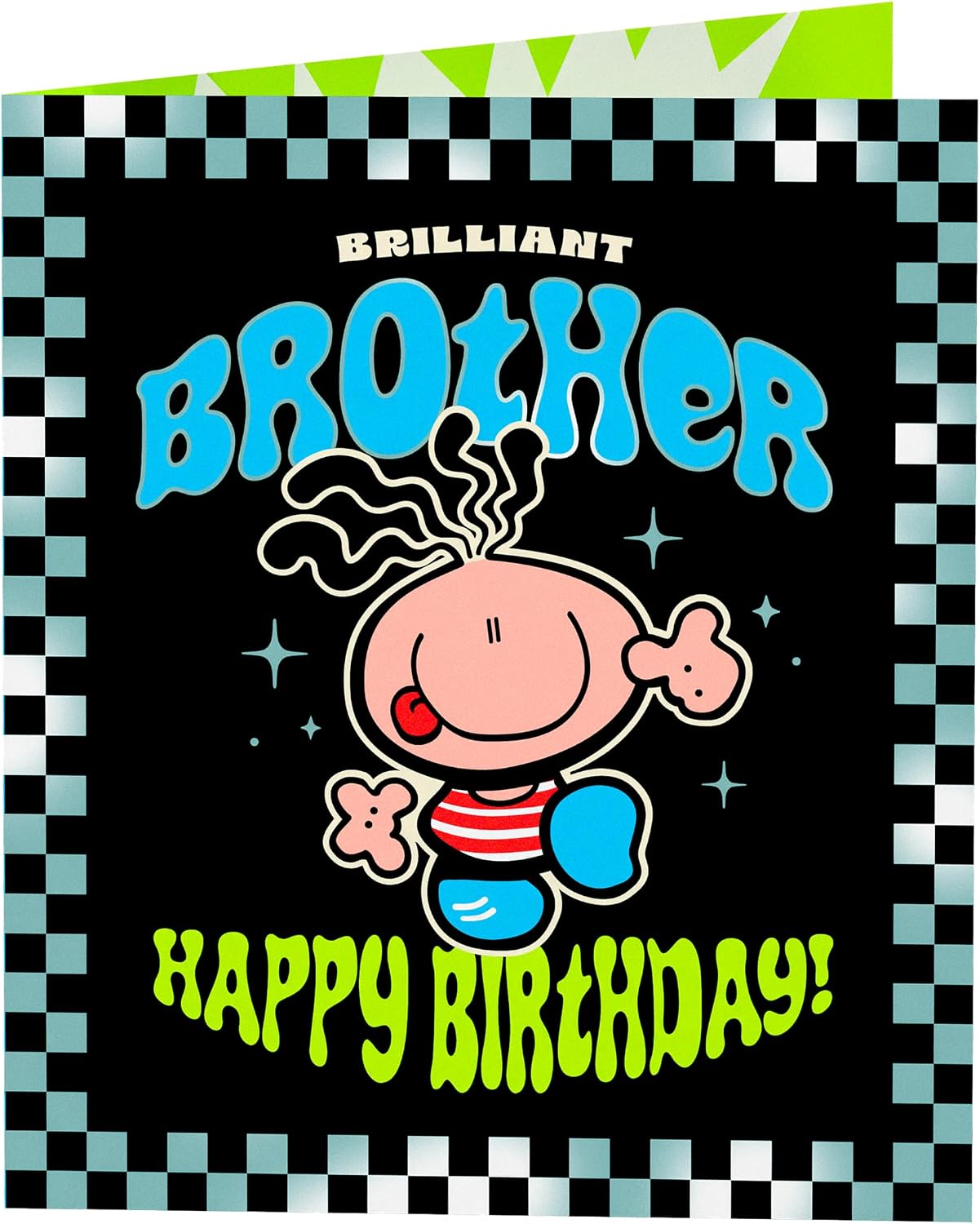 Character with Tongue Out Design Brother Birthday Card