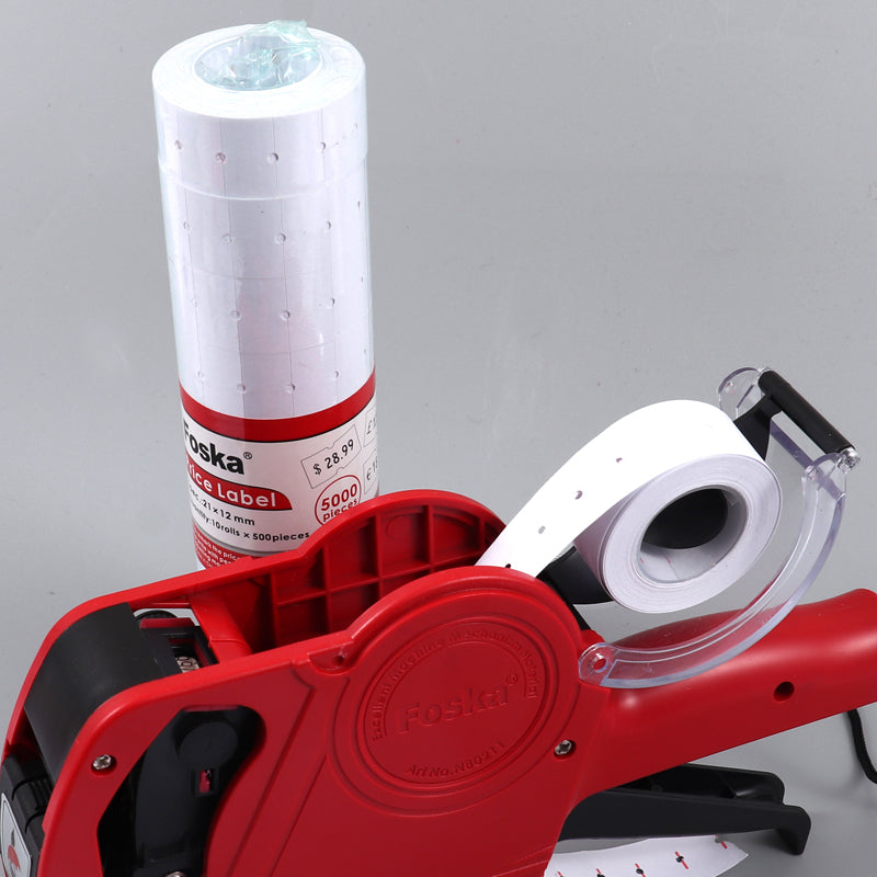 Pack of 10 Foska Self Adhesive White Blank Price Label Rolls (5000 Tickets)