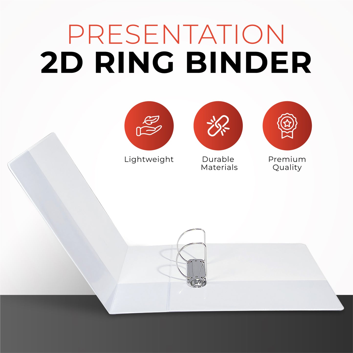 Pack of 6 A4 White 1.5” (38mm) Presentation 2D Ring Binders with Fully Customisable Covers