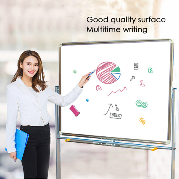 Double Side Movable Magnetic Whiteboard with Frame 90 x 120cm