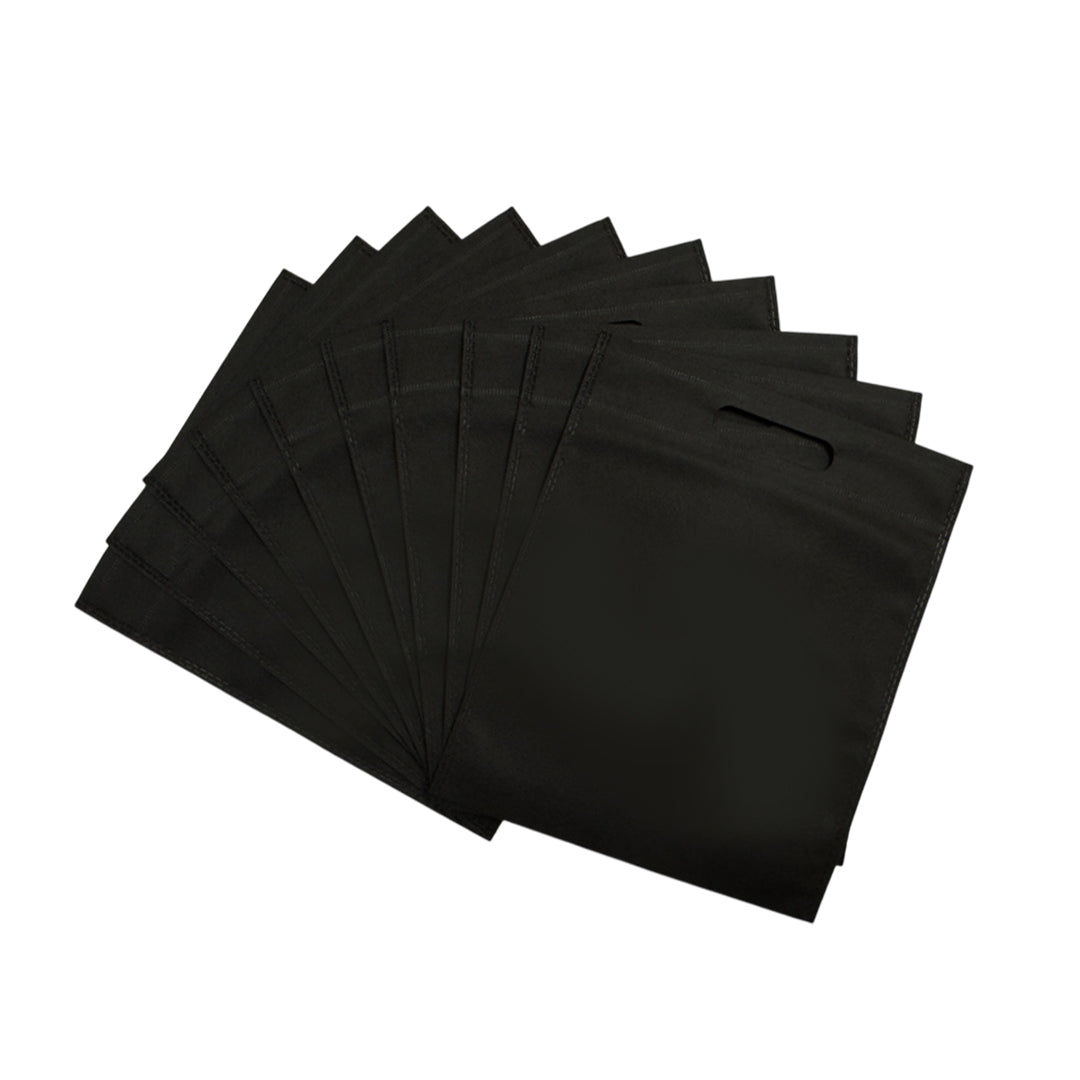 Pack of 100 Black Coloured 30x25cm Non-Woven Patch Handle Bags