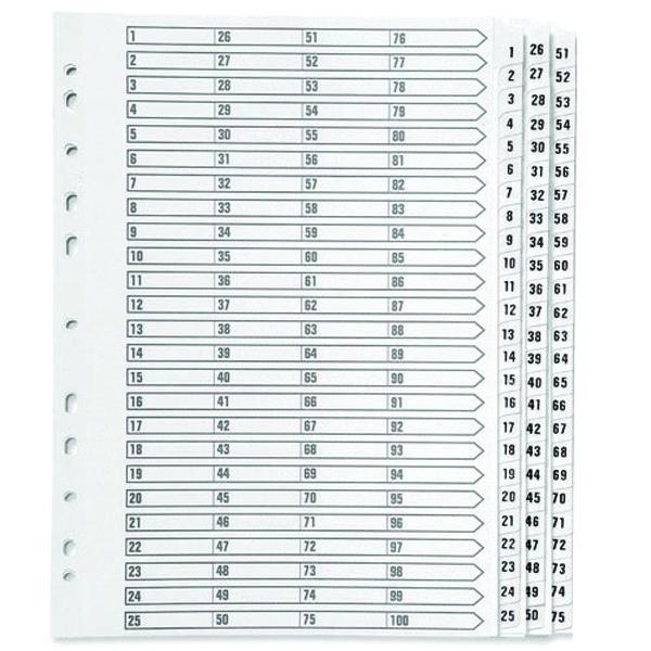 1-75 Index Multi-Punched Reinforced Board Clear Tab A4 White