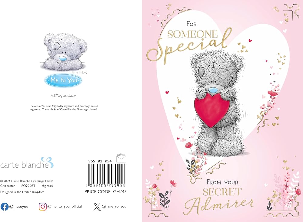 Bear Holding Heart Secret Admirer For Someone Special Valentine's Day Card