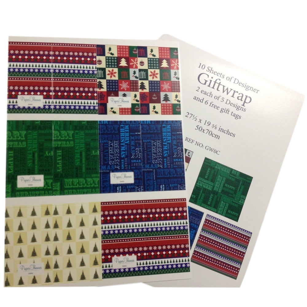 10 Sheet of Mix Designer' Soft touch Foiled Christmas wrapping paper