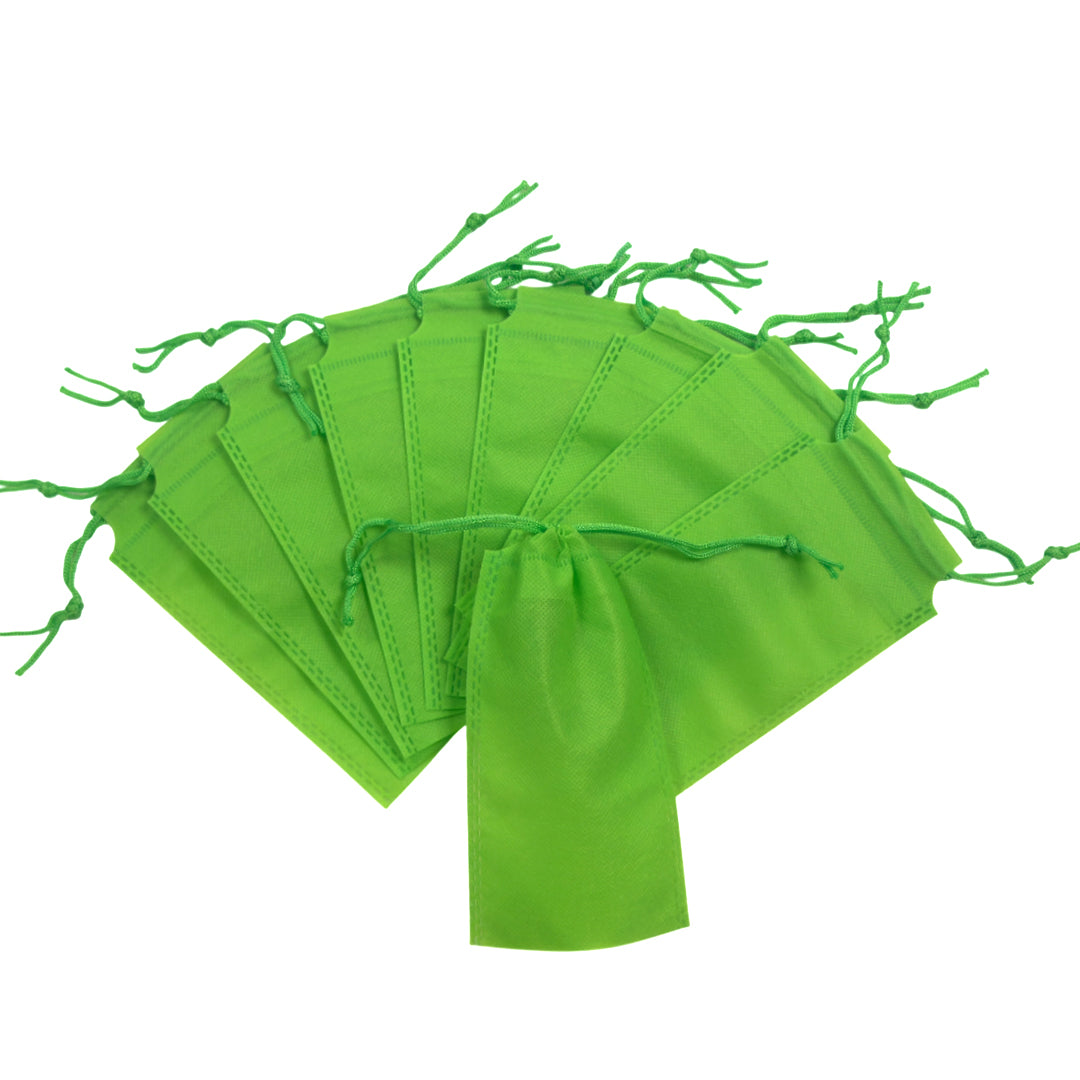 Pack of 100 Light Green Coloured 43x34cm Non-Woven Drawstring Bags