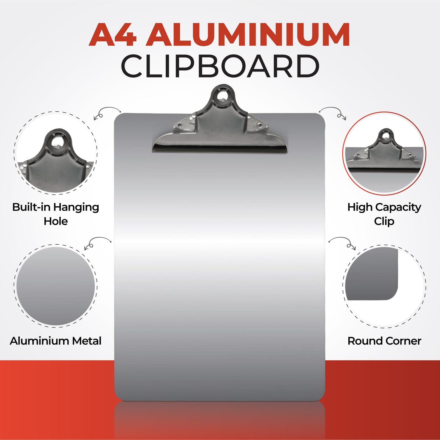 A4 Aluminum Clipboard Butterfly Clip