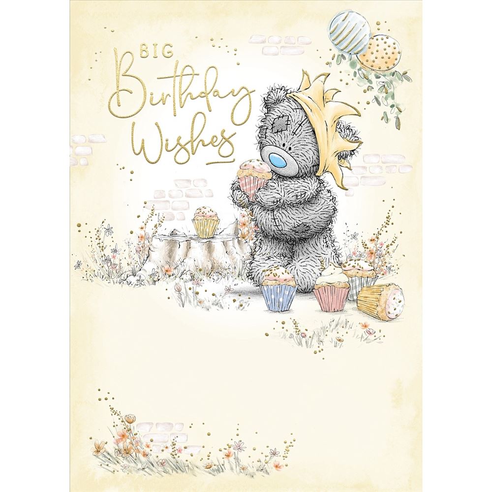 Bear In Party Hat Big Wishes Birthday Card
