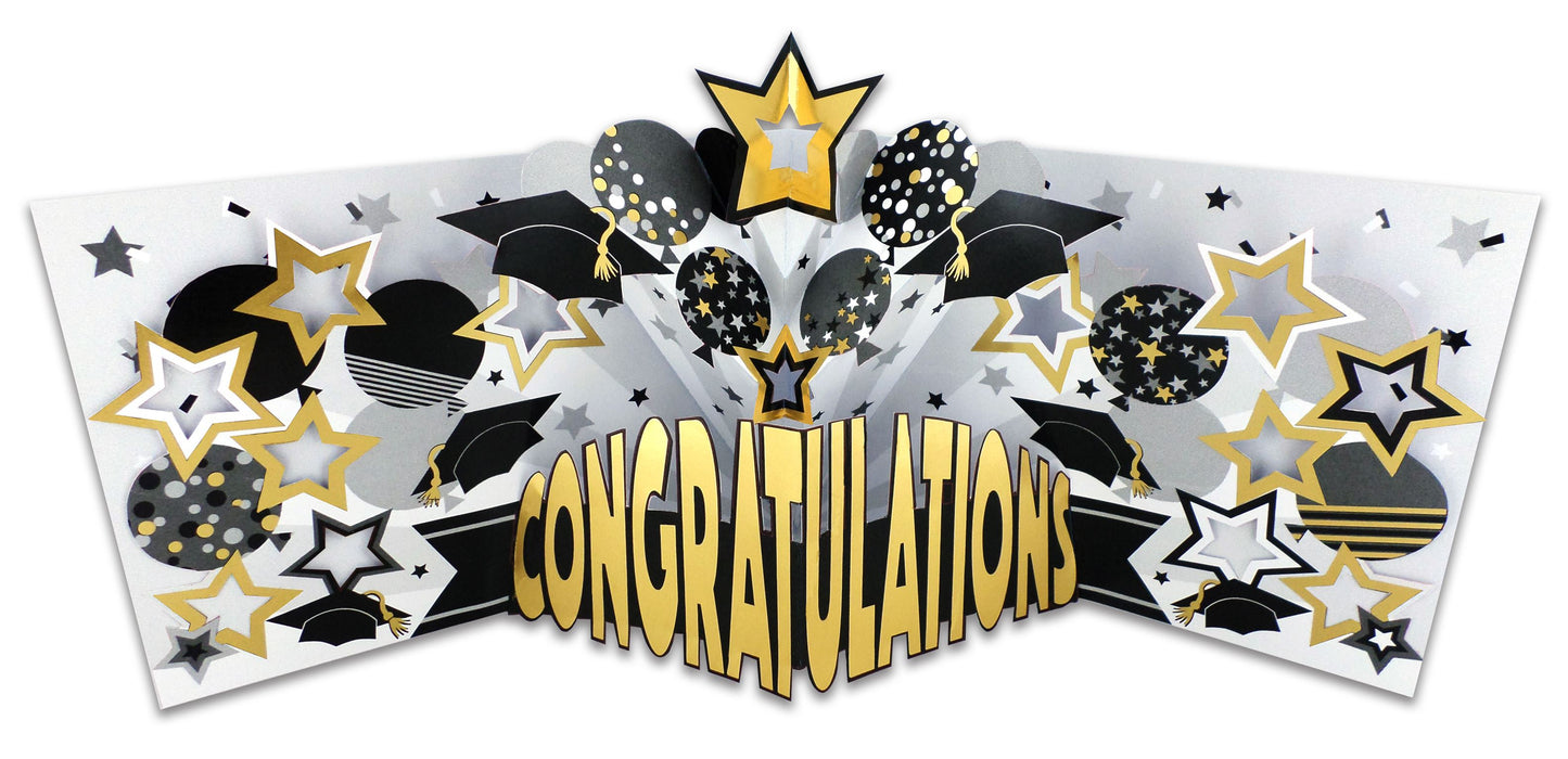 Mortar Boards and Balloons Design You've Graduated! Pop Out 3D Congratulations Card