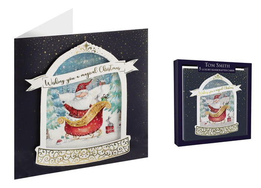 Pack of 5 Handcrafted Cute Santa Design Christmas Cards