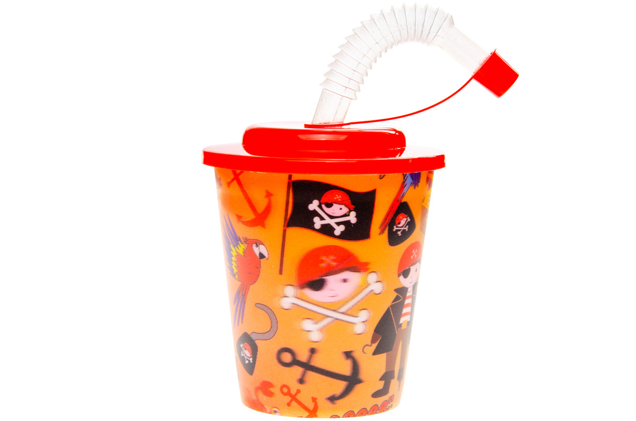 Pack of 10 Pre Filled Pirate Theme Kids Party Favour Bags – Gift Bags with Reusable Cup & Themed Toys
