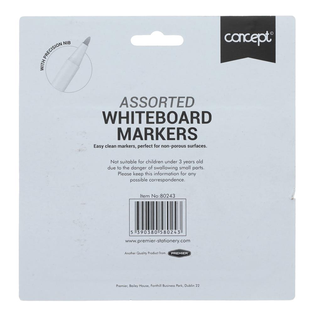 Pack of 8 Assorted Whiteboard Markers by Concept