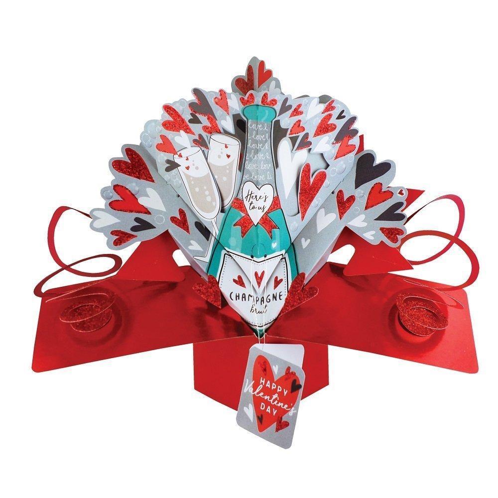 Here's To Us Pop-Up Valentine's Day Greeting Card 3D Pop Up Cards