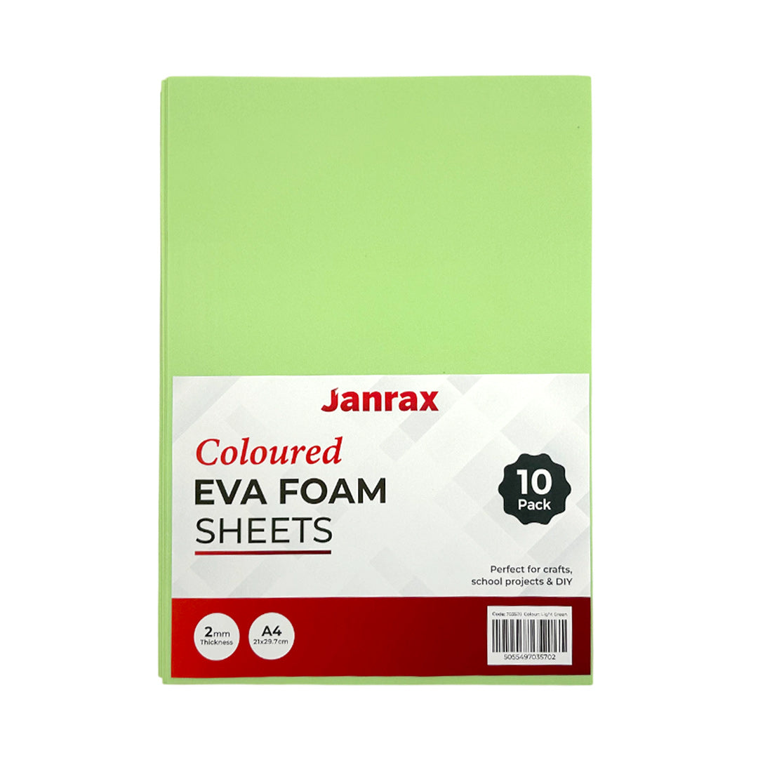 Pack of 200 A4 Light Green Coloured EVA Foam Sheets