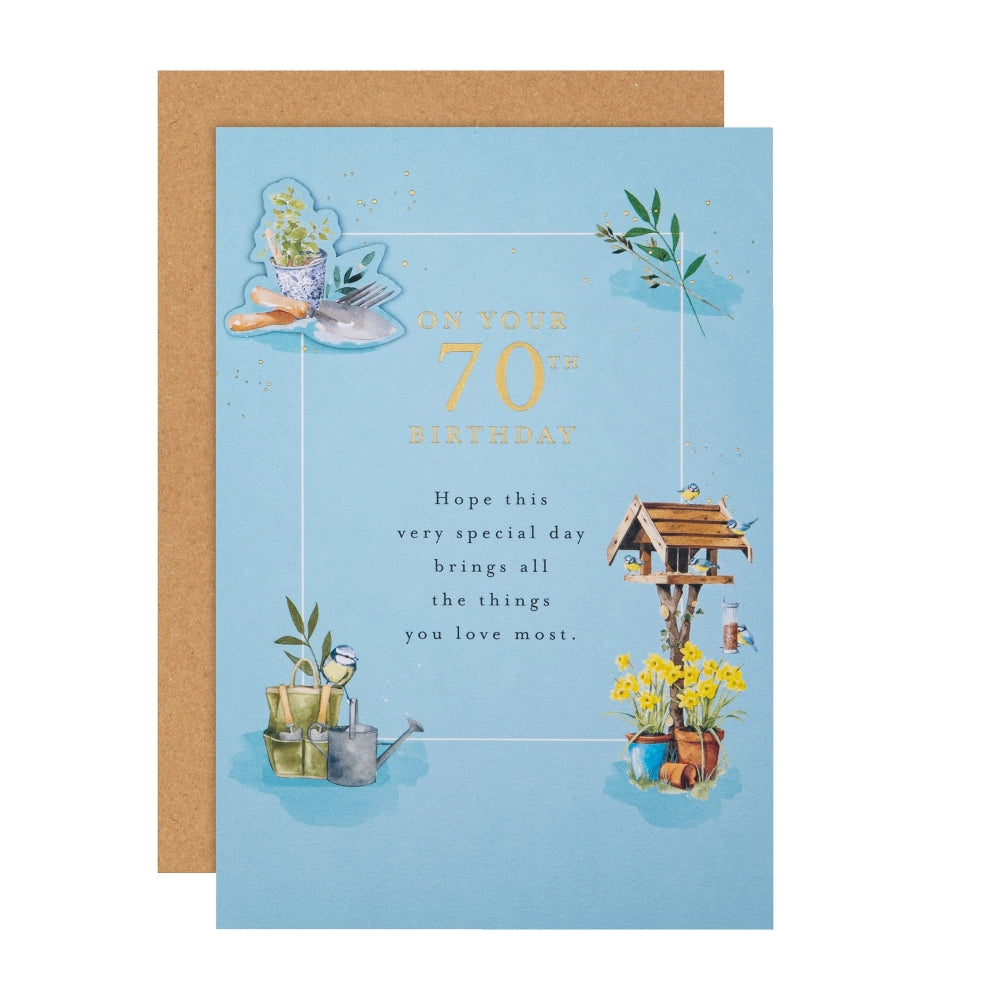 Plants & Flowers Design 70th Birthday Card