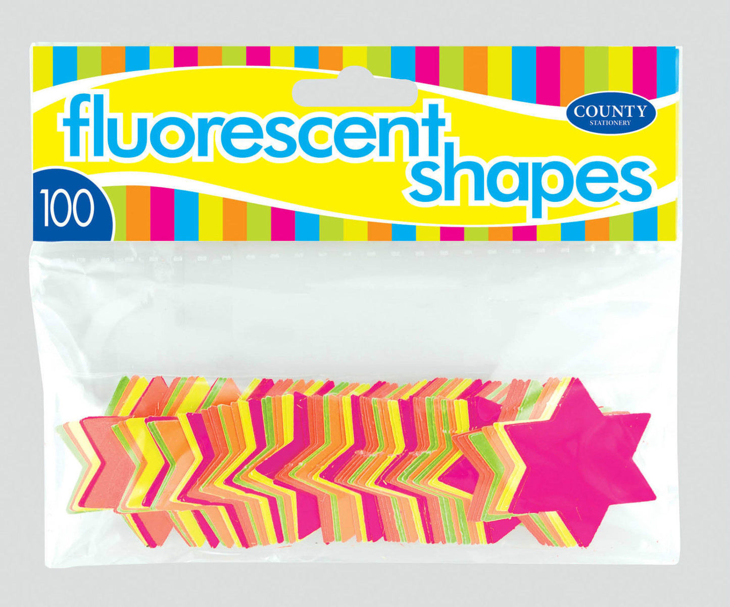 Fluorescent Neon Stars - 100 Pack 42mm Stars Markets Shops Car Boot Sales
