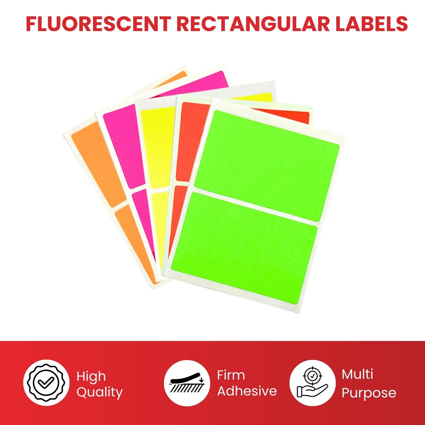 Pack of 96 Fluorescent Green 50x80mm Rectangular Labels