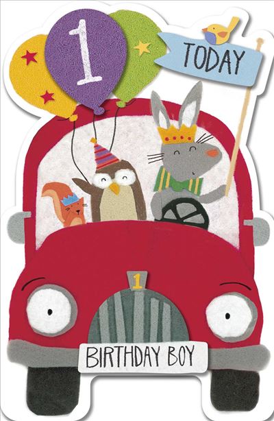 Boys 1St Birthday Card Boy Red Car from The Watermark Range Age 1