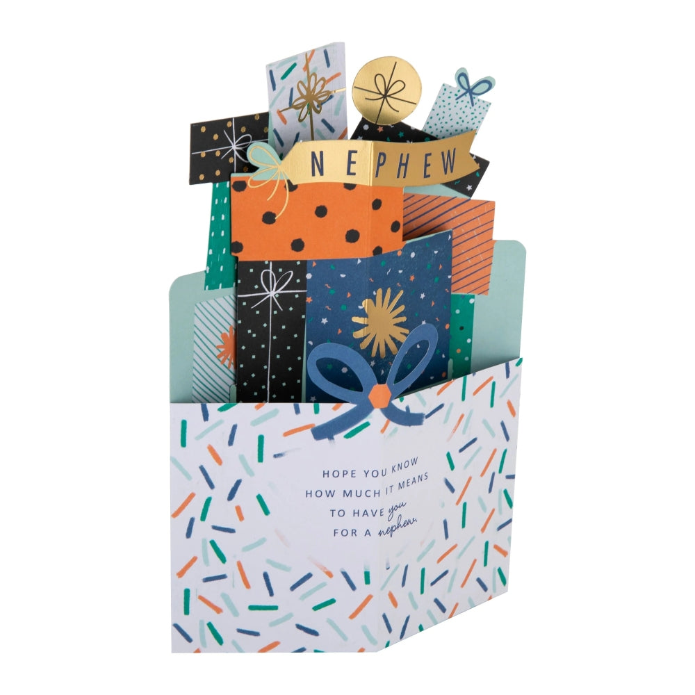 3D Pile of Presents Design Nephew Birthday Card