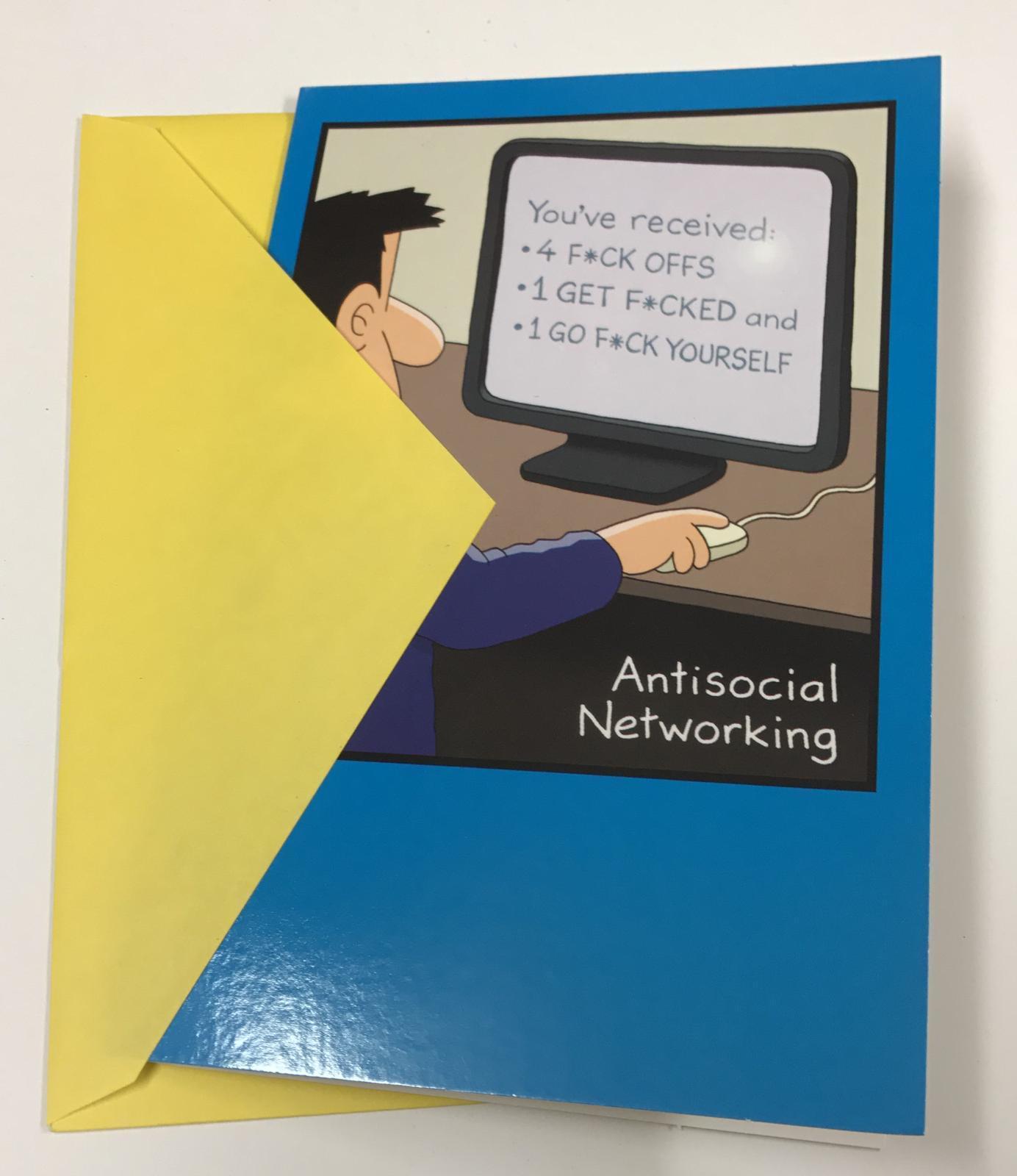 Funny Birthday Card Antisocial Networking 