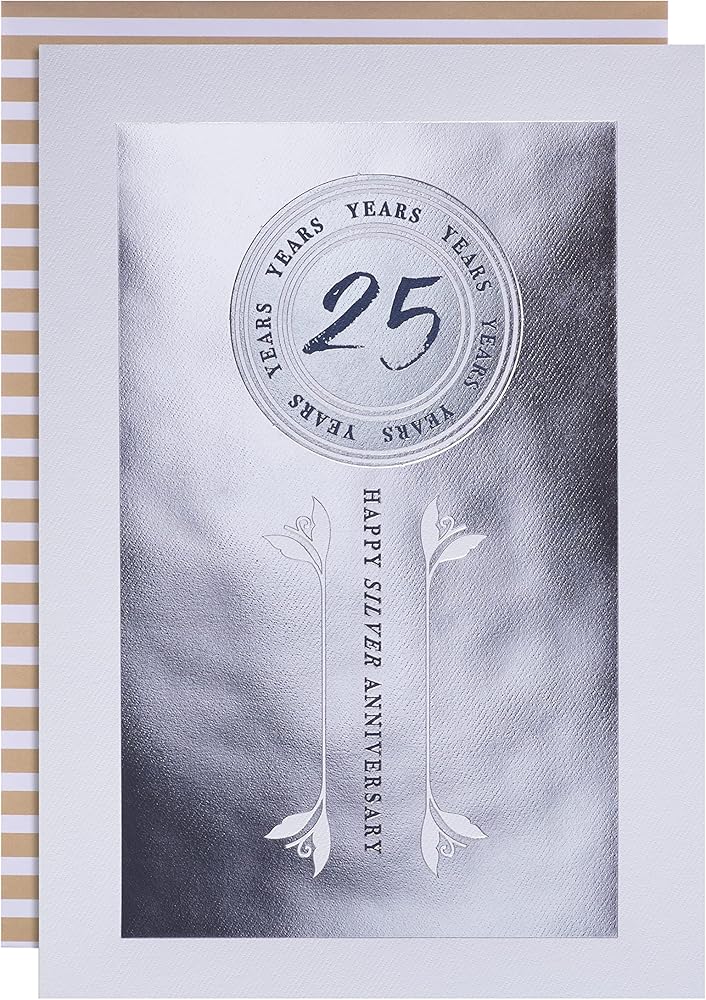 Classic Text Based Design 25 Years Silver Anniversary Card