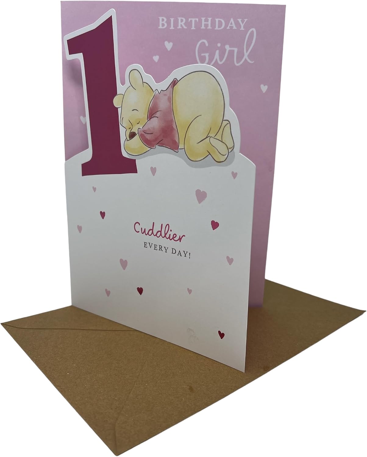 Winnie the Pooh Illustration Age 1 Girl Birthday Card