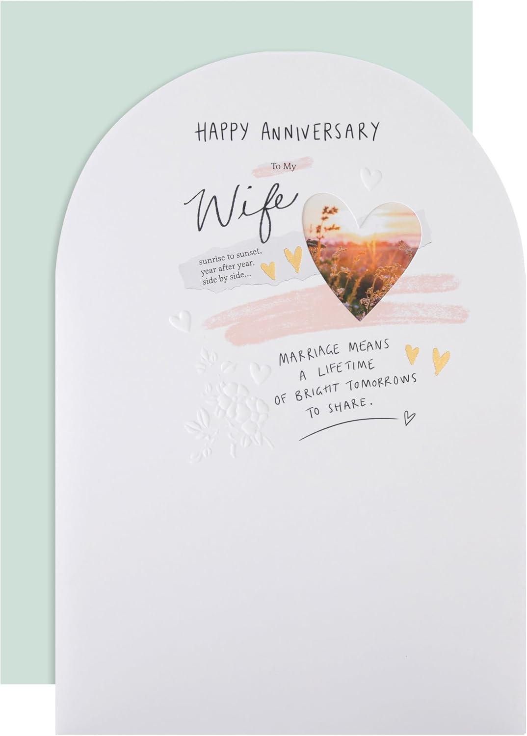 Heart Design Heartfelt Verse Wife Anniversary Card