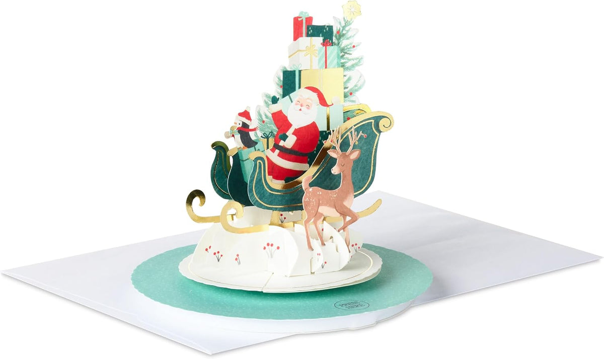 Santa & Sleigh Music & Motion 3D Pop Up Christmas Card