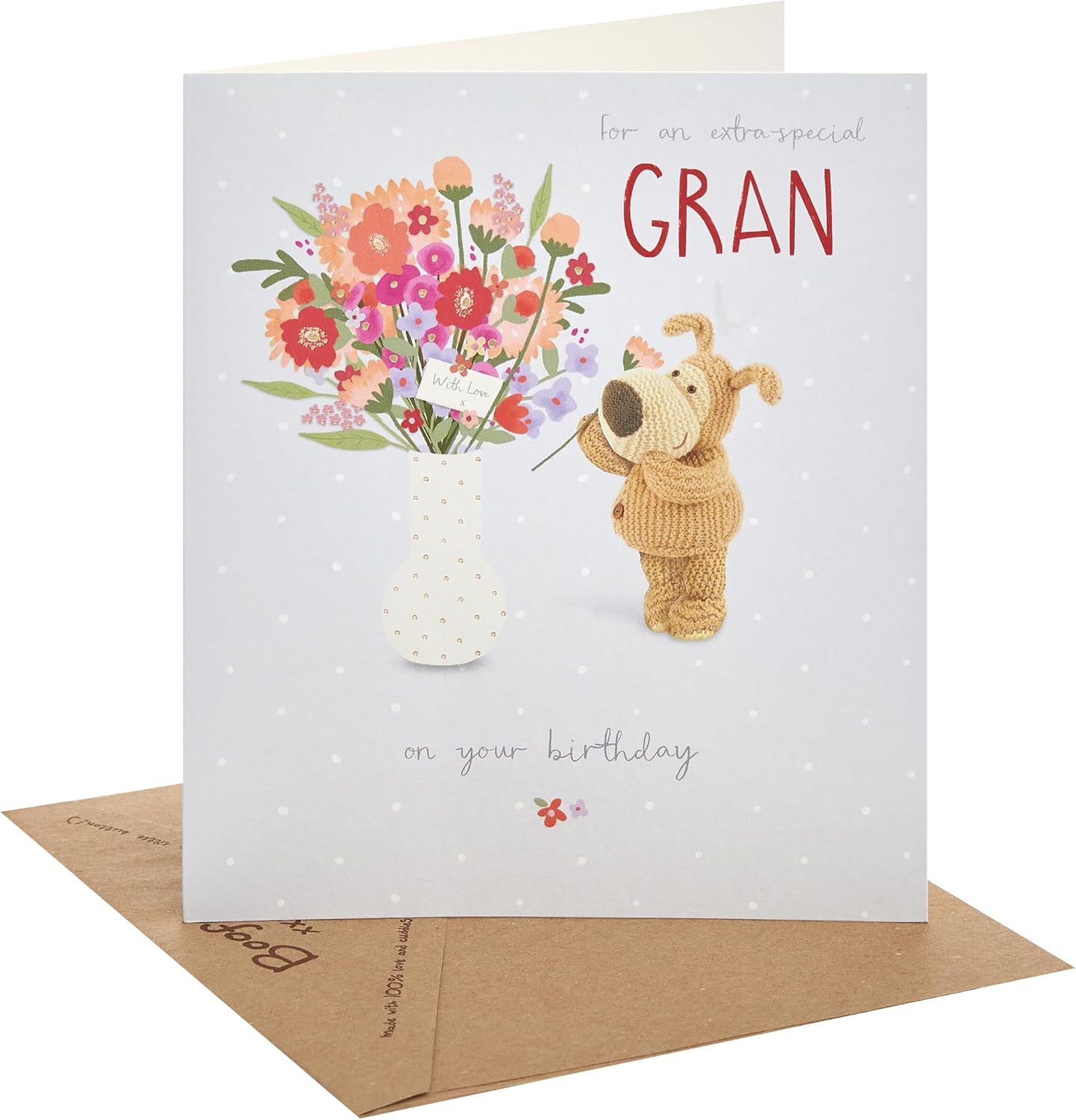 Boofle with Vase of Flowers Gran Birthday Card