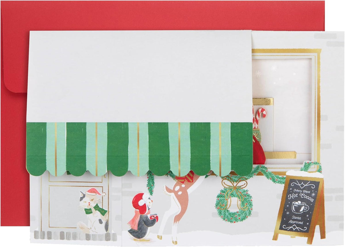 Paper Wonder 3D Pop Up Santa Hot Cocoa Shop Christmas Card