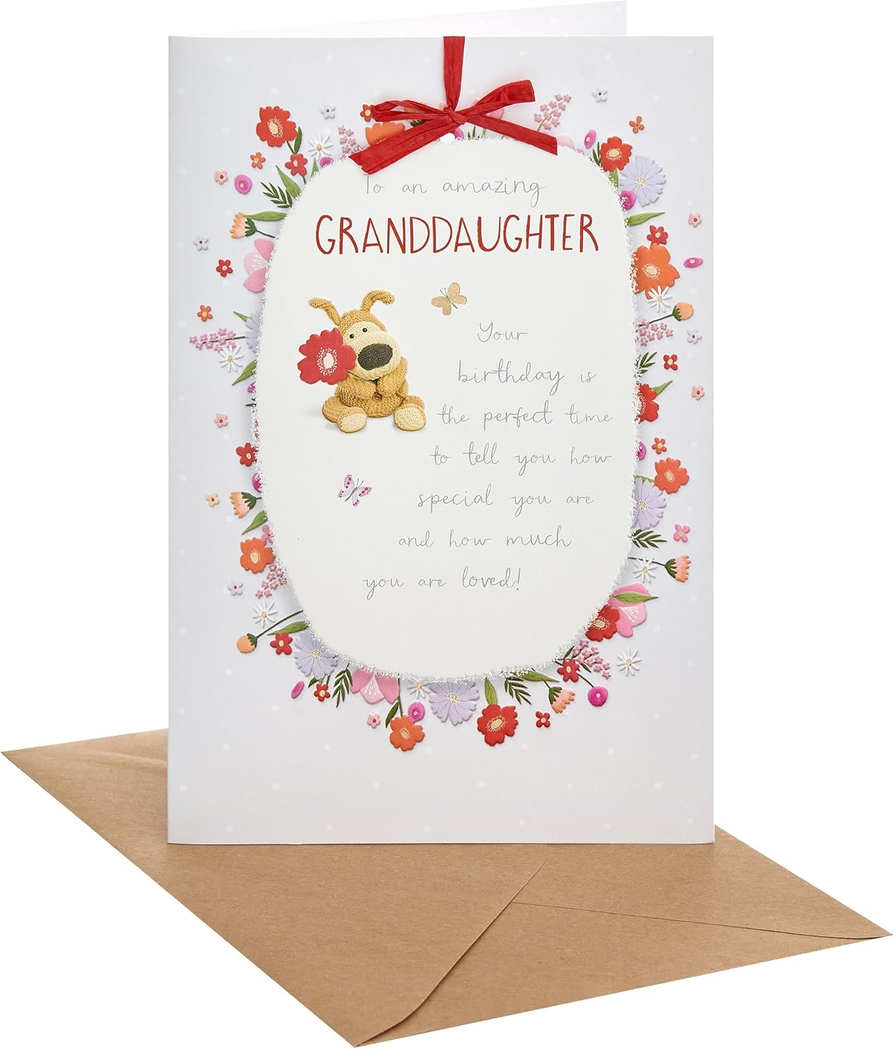 Boofle with Flower Inside Wreath Granddaughter Birthday Card