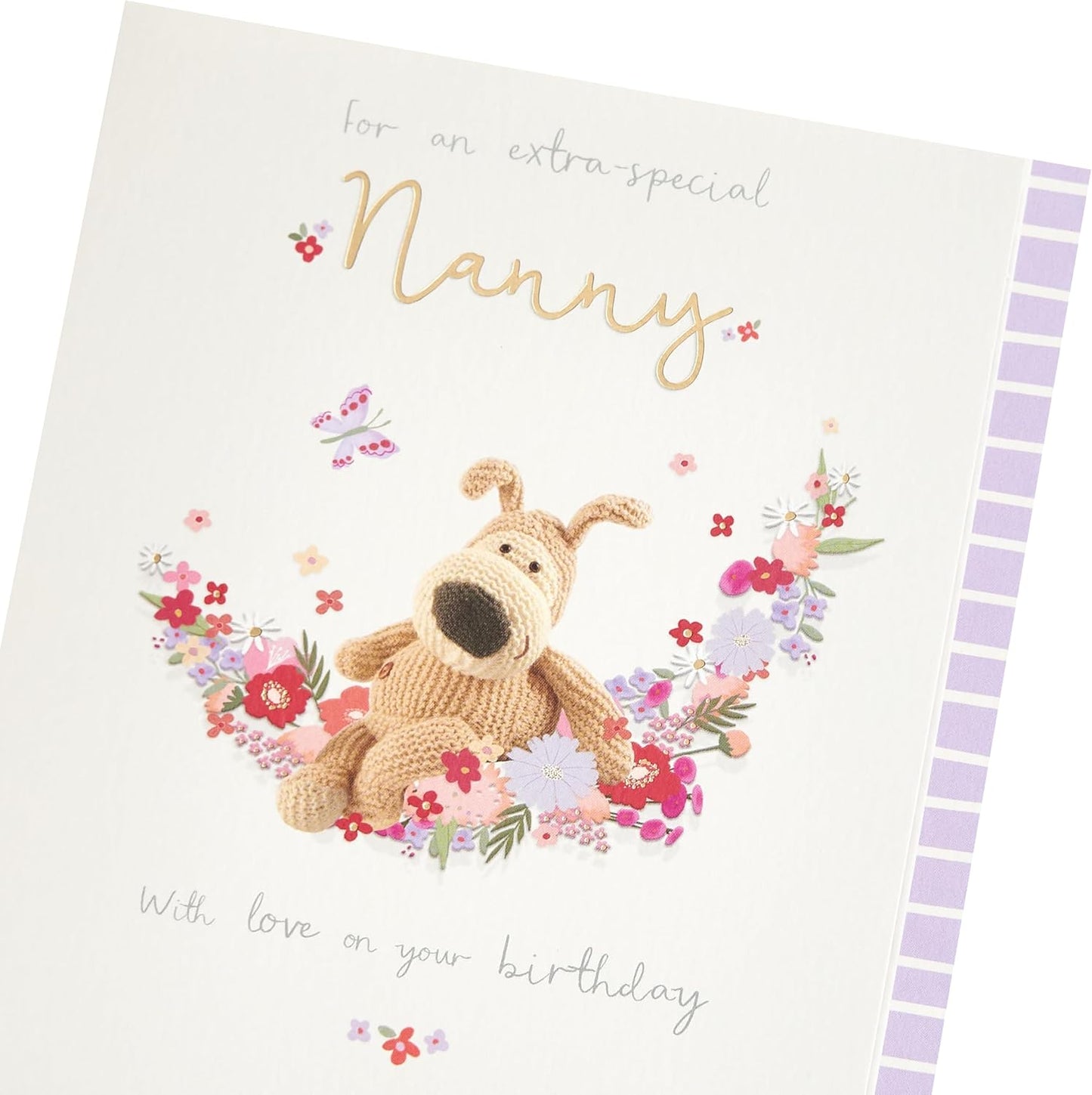 Boofle Sitting In Flowers Nanny Birthday Card