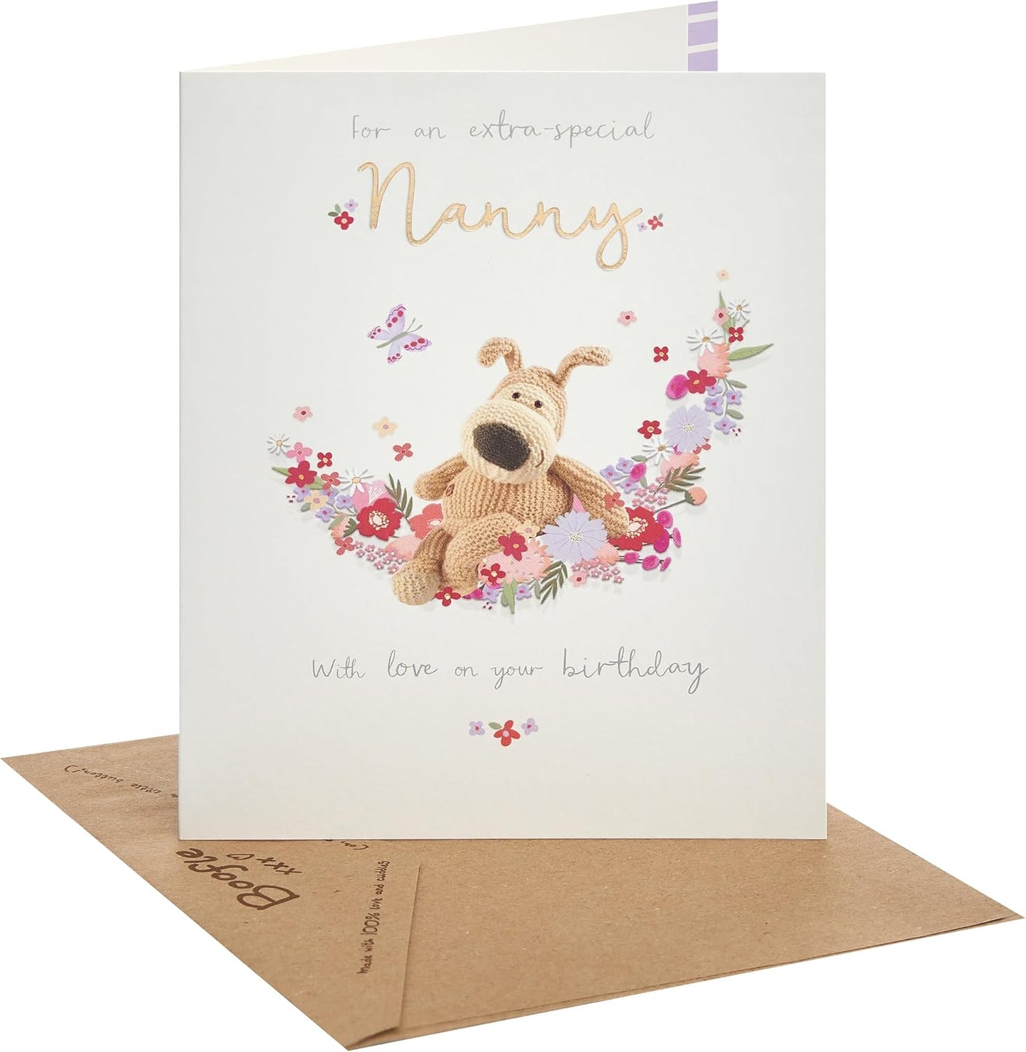 Boofle Sitting In Flowers Nanny Birthday Card
