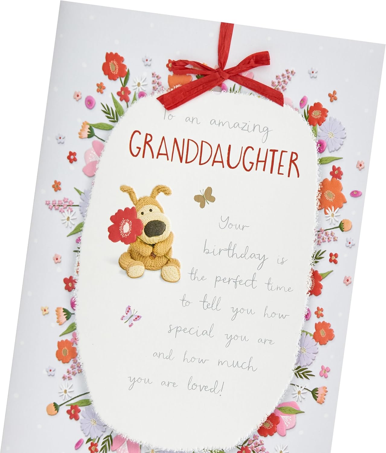 Boofle with Flower Inside Wreath Granddaughter Birthday Card
