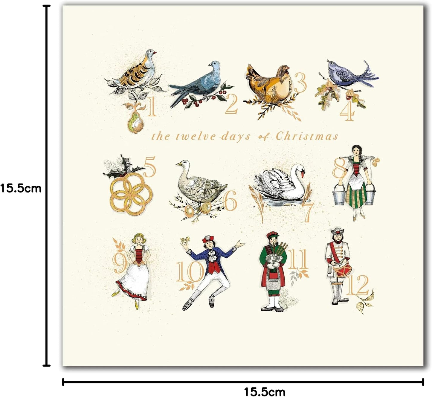 Pack of 8 Twelve Days of Christmas Samaritans Charity Christmas Cards