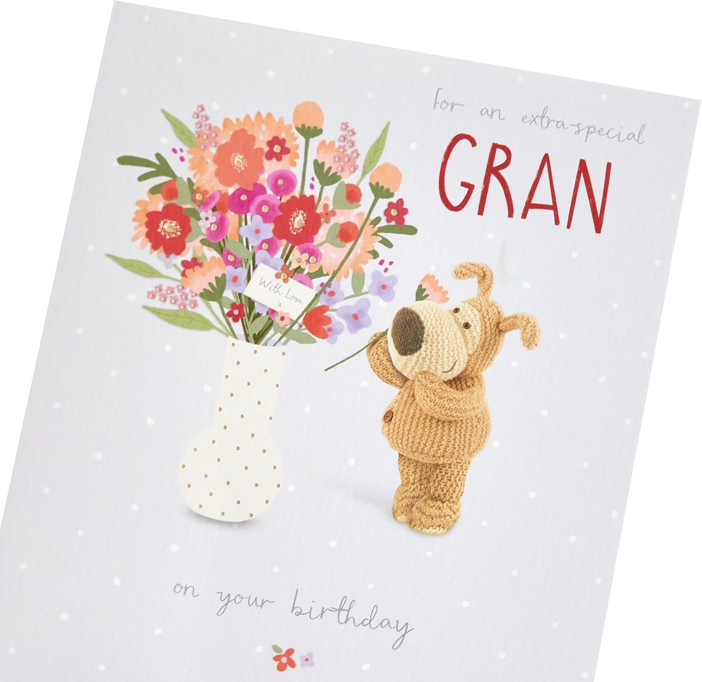 Boofle with Vase of Flowers Gran Birthday Card