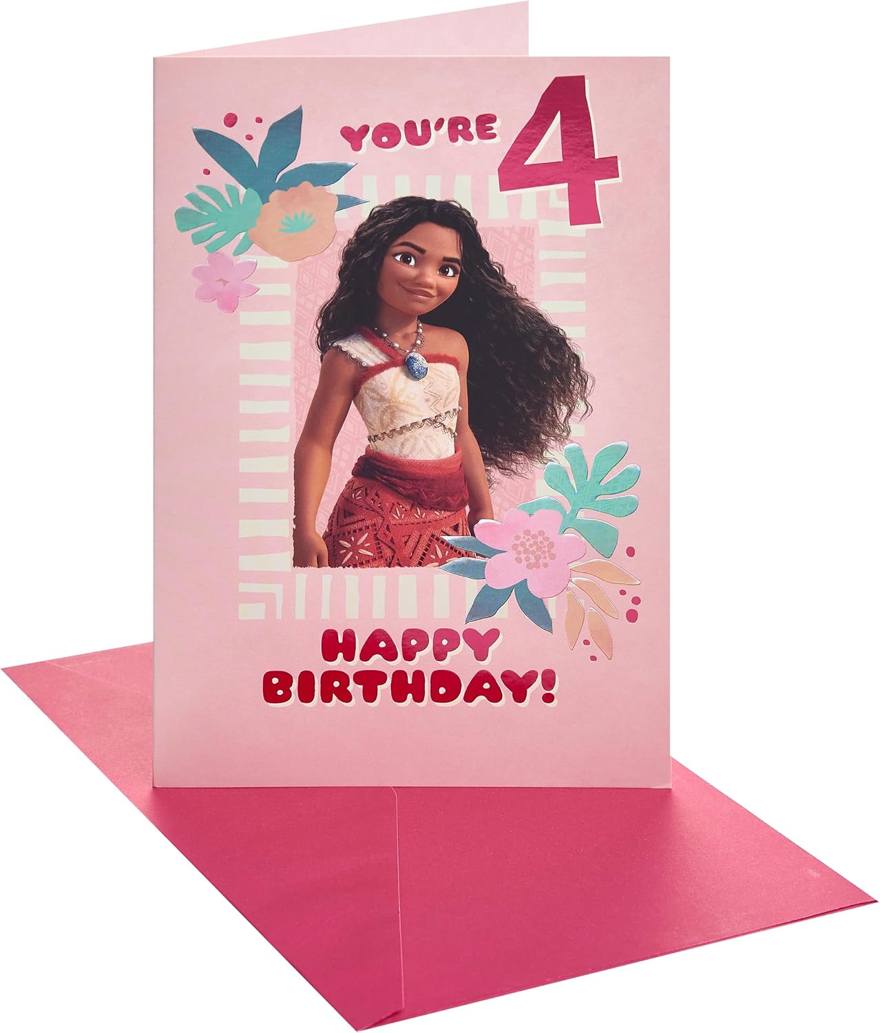 Disney Moana Design 4th Birthday Card with Activity Inside