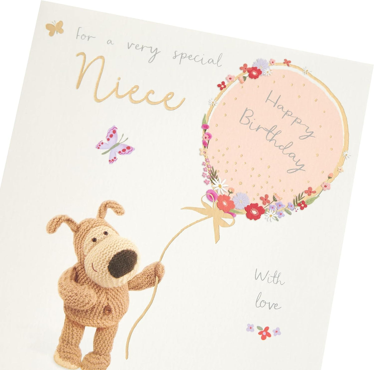 Boofle Holding Balloon Niece Birthday Card