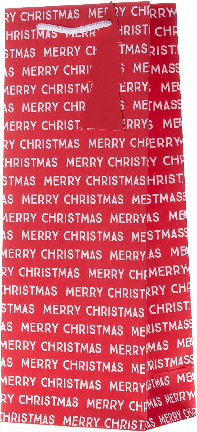 Festive Design Pack of 3, Red, Silver and Gold Christmas Bottle Gift Bags