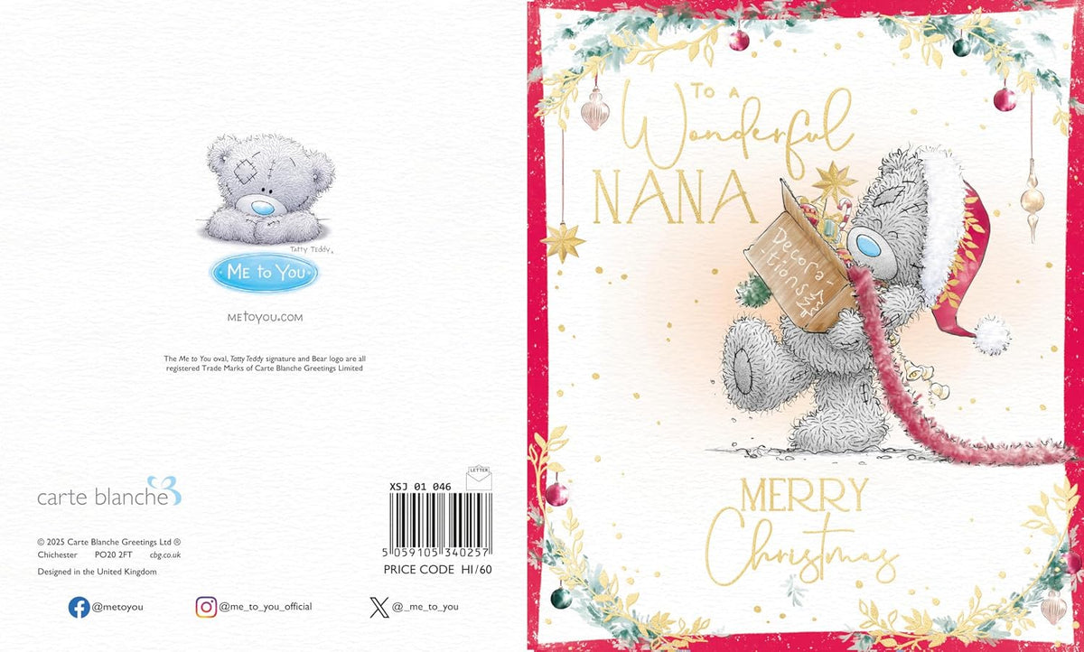 Bear With Box Of Decorations Wonderful Nana Christmas Card