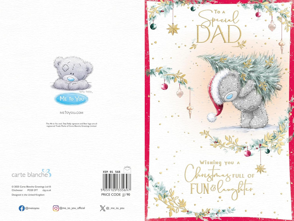 Bear Carrying Tree Special Dad Christmas Card