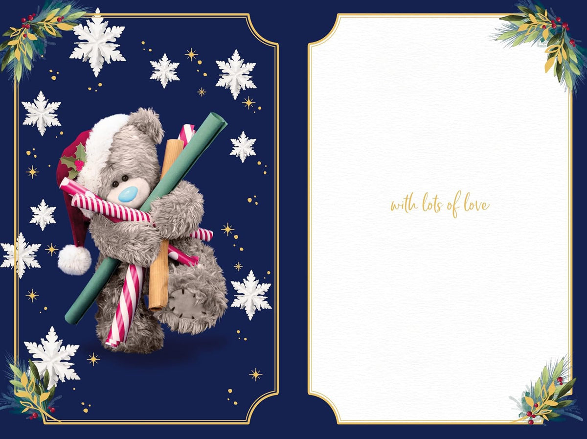 Bear With Wrapping Paper Wonderful Son 3D Christmas Keepsake Card