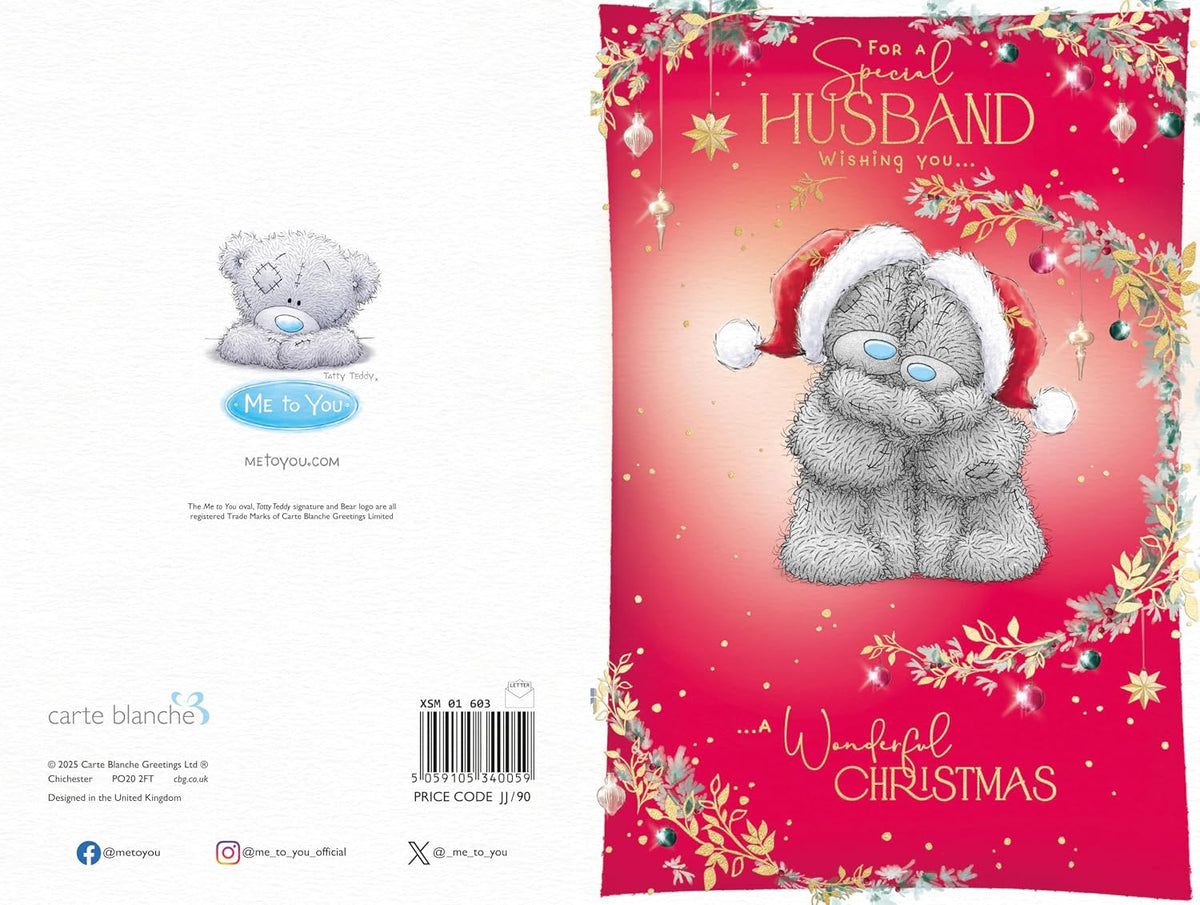 Bears Hugging Husband Christmas Card