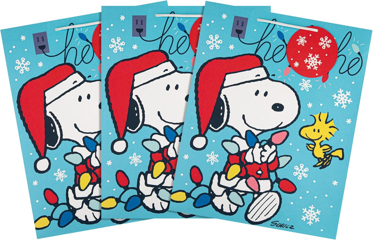 Snoopy & Woodstock 3 Pack Large Christmas Gift Bags